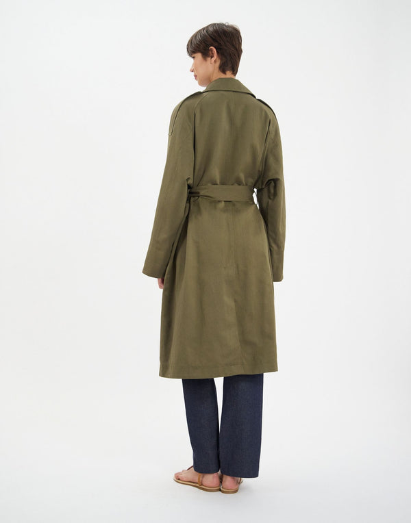Ines De La Fressange Trench Vera En Coton Et Lin Kaki