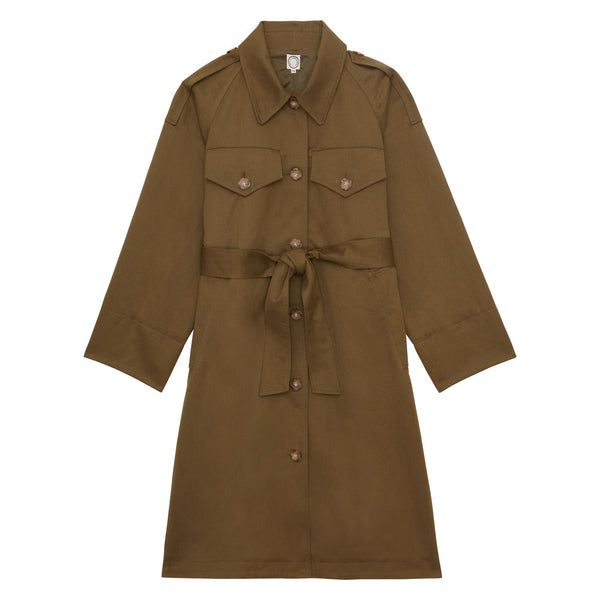 ines de la fressange Trench Vera en coton et lin kaki