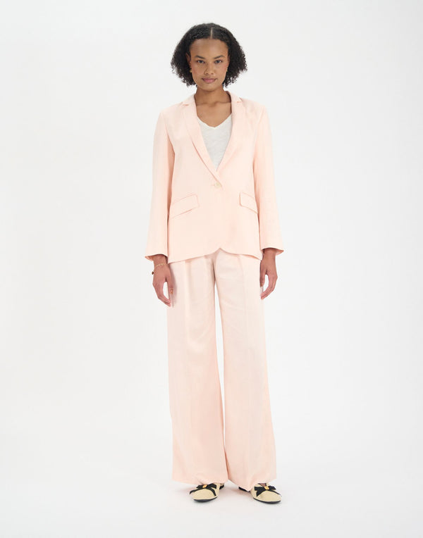 Ines De La Fressange Veste Bruna En Lin Et Viscose Rose Pâle