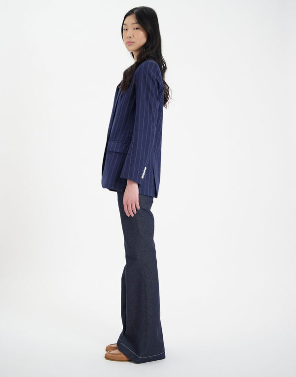 Ines De La Fressange Veste Bruna En Lin Mélangé Marine