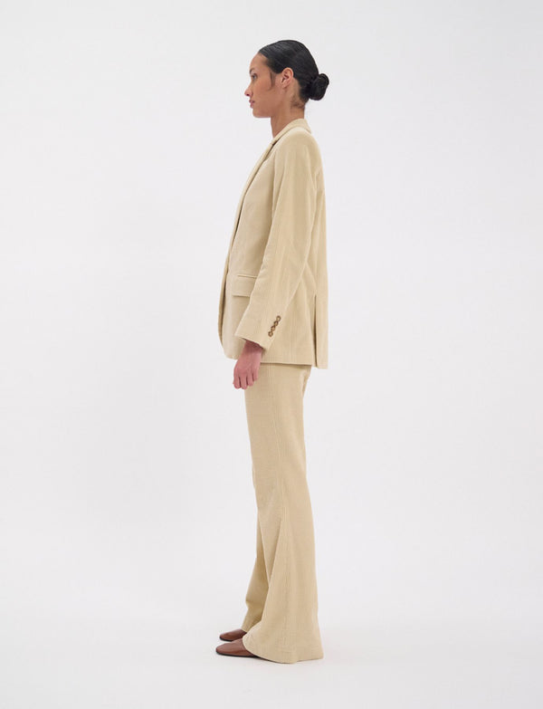Ines De La Fressange Veste Bruna En Velours Grosse Côte Crème