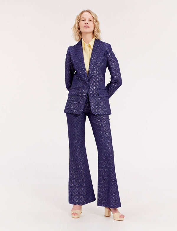 Ines De La Fressange Veste Colombe Brodée Bleu Marine