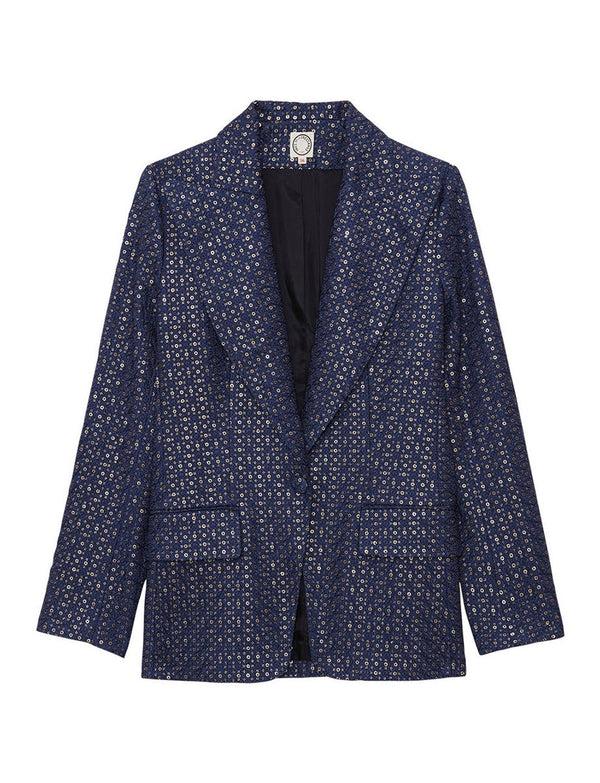 ines de la fressange Veste Colombe brodée bleu marine