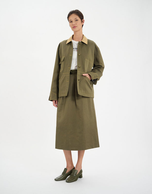 Ines De La Fressange Veste De Travail Melchior En Lin Et Coton Kaki