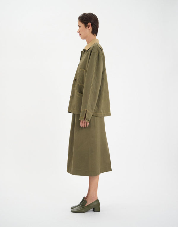 Ines De La Fressange Veste De Travail Melchior En Lin Et Coton Kaki