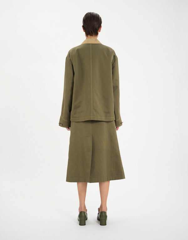 Ines De La Fressange Veste De Travail Melchior En Lin Et Coton Kaki