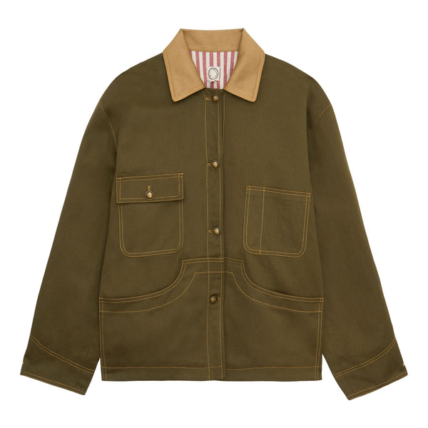 ines de la fressange Veste de travail Melchior en lin et coton kaki