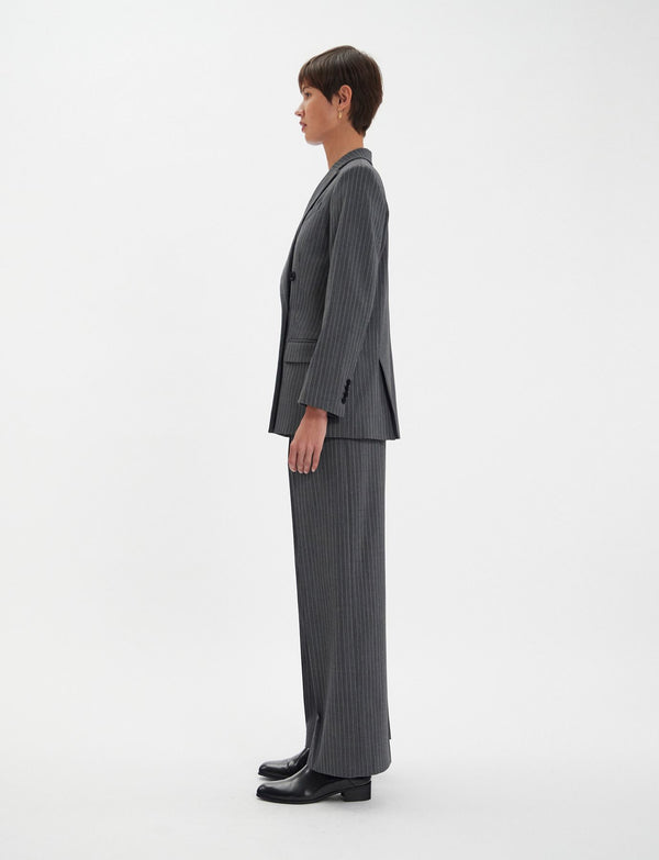 Ines De La Fressange Veste Ezio Grise à Rayures Blanches