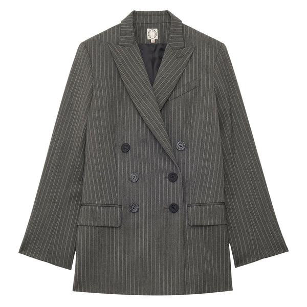 ines de la fressange Veste Ezio grise à rayures blanches