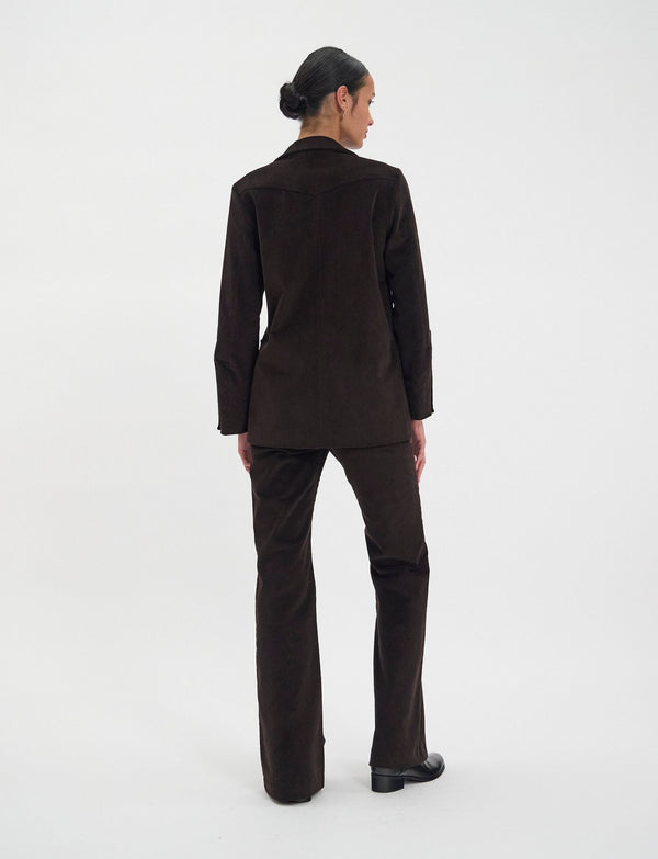 Ines De La Fressange Veste Jill En Velours Milleraies Marron