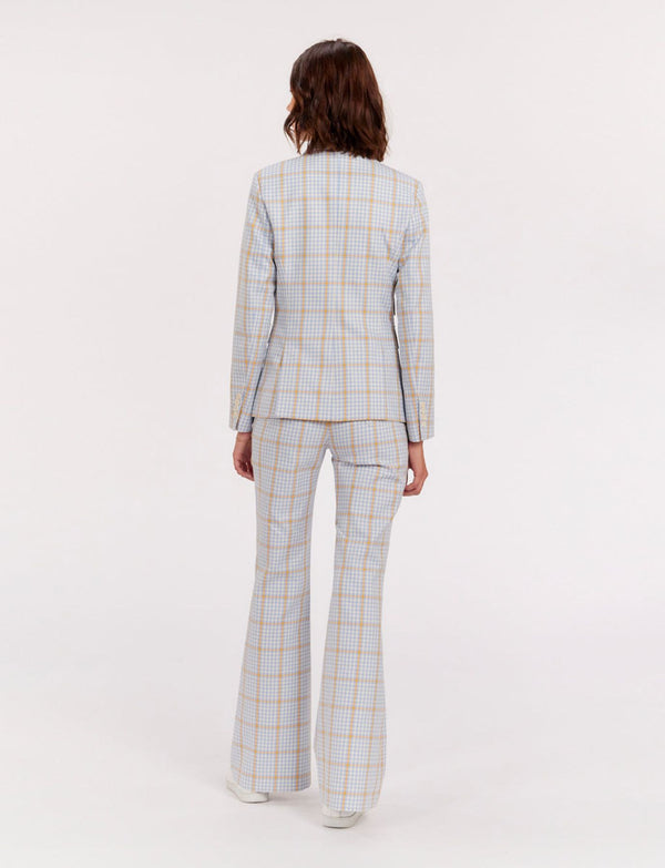 Ines De La Fressange Veste Maurice à Carreaux Bleu Et Orange