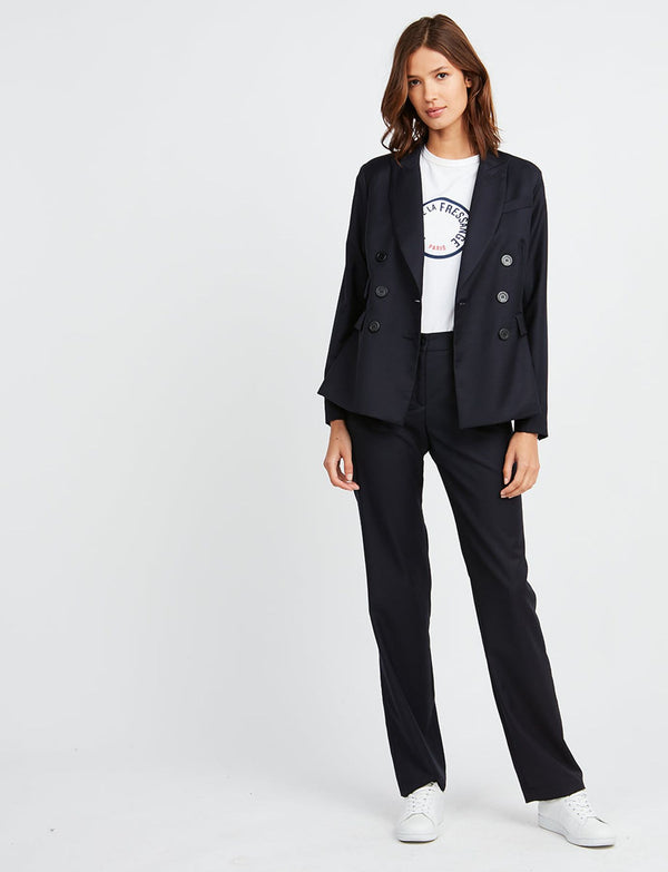 Ines De La Fressange Veste Maurice Laine Bleu Marine