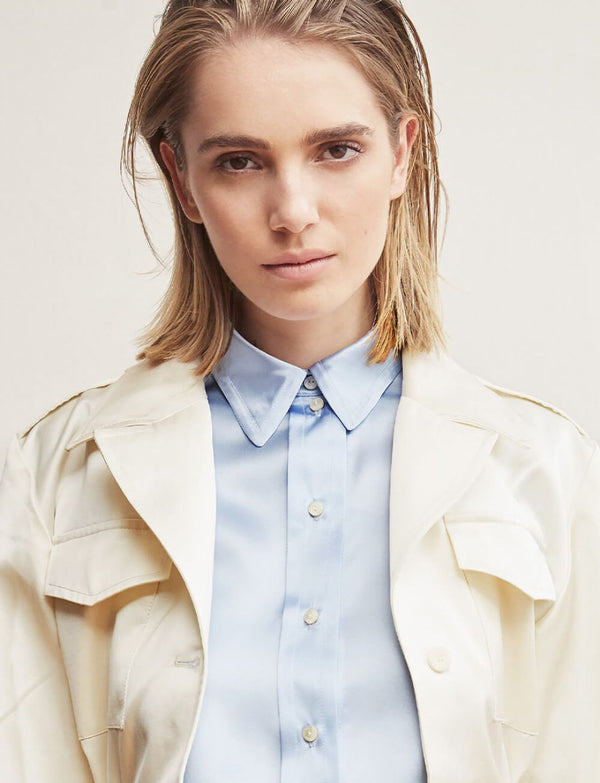 Ines De La Fressange Veste Neva Satin De Coton Ivoire