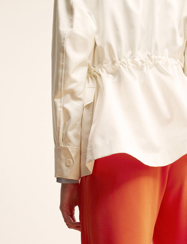 Ines De La Fressange Veste Neva Satin De Coton Ivoire