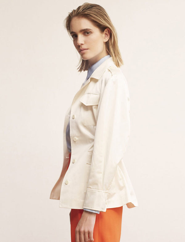 Ines De La Fressange Veste Neva Satin De Coton Ivoire