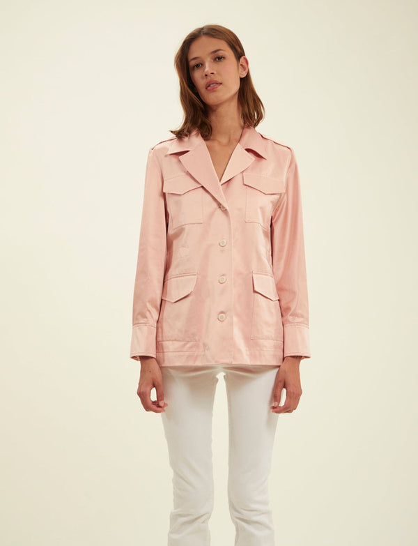 Ines De La Fressange Veste Neva Satin De Coton Rose