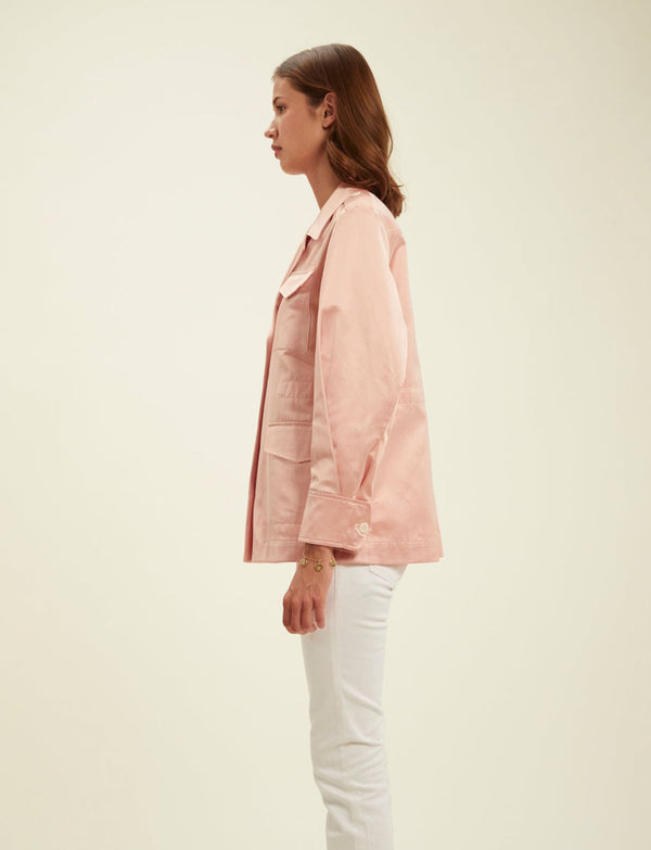 Ines De La Fressange Veste Neva Satin De Coton Rose