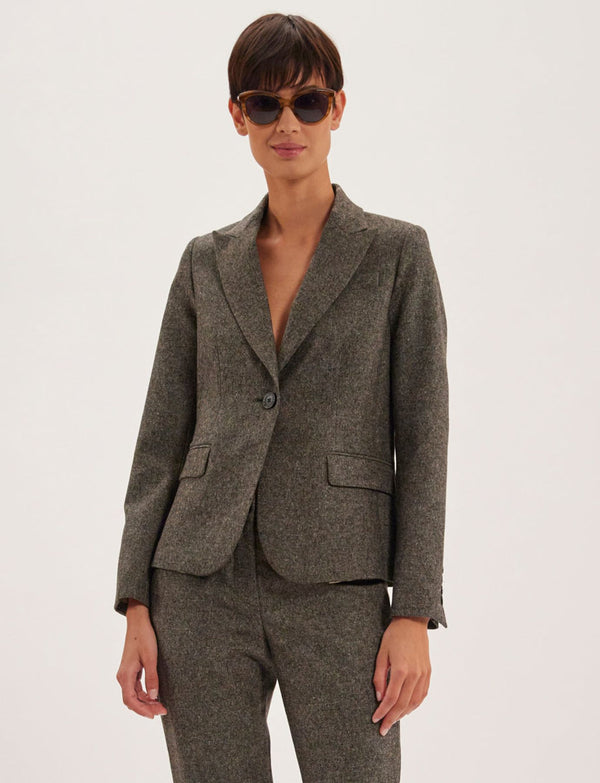 Ines De La Fressange Veste Nicoletta En Laine Mélangée Grise