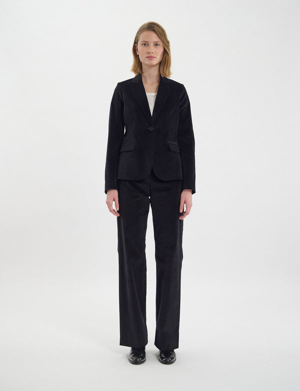 Ines De La Fressange Veste Nicoletta En Velours Lisse Noir