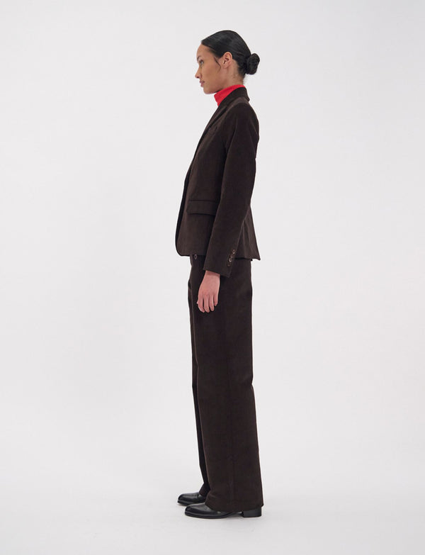 Ines De La Fressange Veste Nicoletta En Velours Milleraies Marron