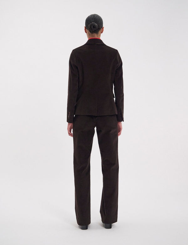 Ines De La Fressange Veste Nicoletta En Velours Milleraies Marron