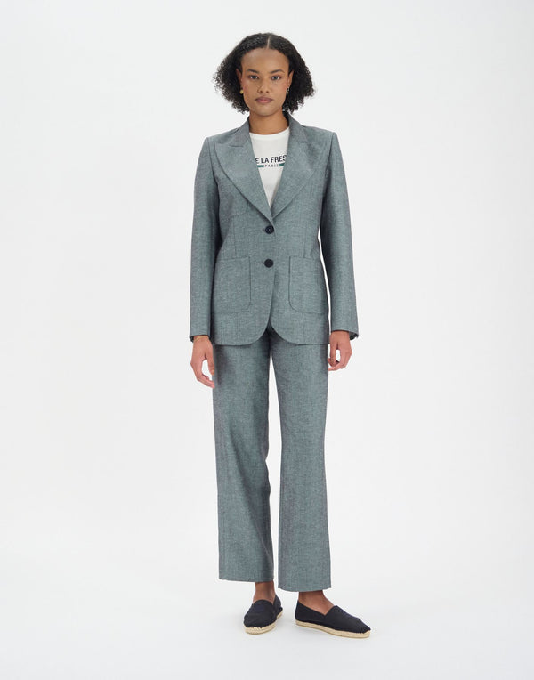 Ines De La Fressange Veste Thadee En Lin Mélangé Grise