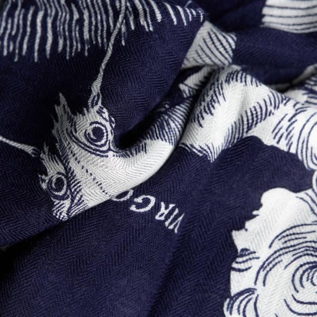 Inouï Editions Carré En Cachemire 130 - Astrologie - Bleu Foncé