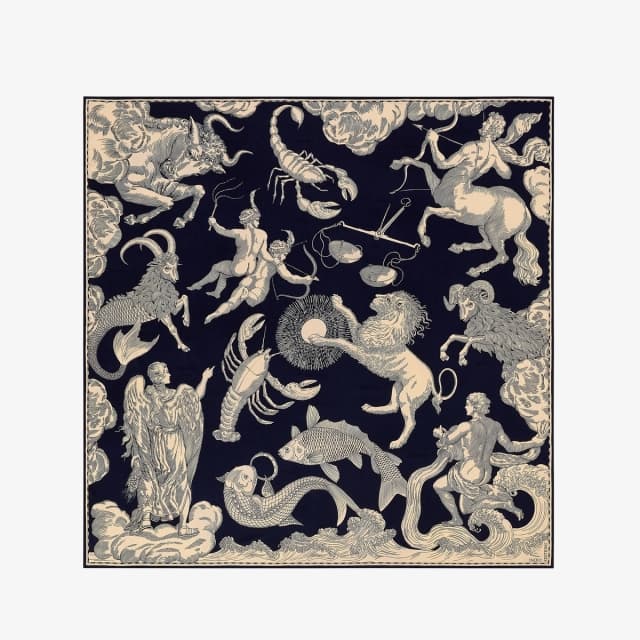 Inouï Editions Carré En Cachemire 130 - Astrologie - Bleu Foncé