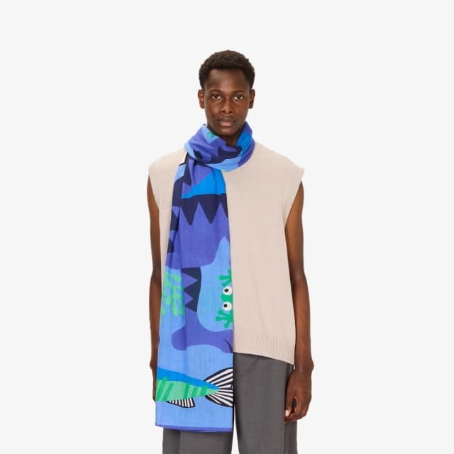 inouï editions Écharpe 100 - Splash - Bleu Marine
