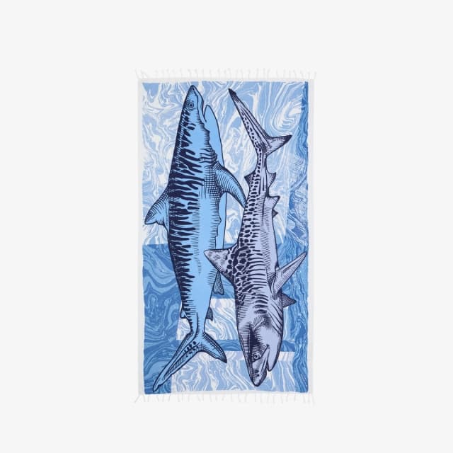 Inouï Editions Fouta 100 - Requins - Bleu