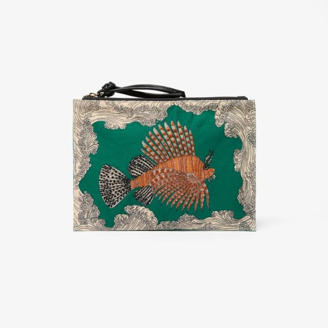 Inouï Editions Pochette Brodée - Poseidon - Vert