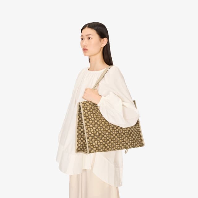 Inouï Editions Sac Shopping - Cannage - Kaki