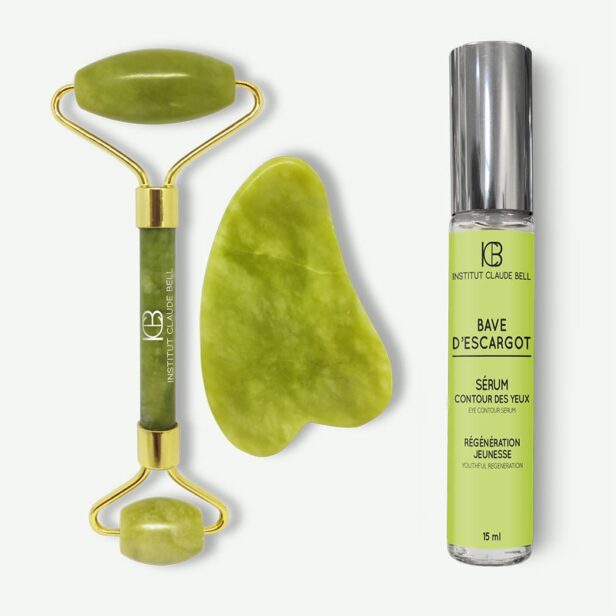 institut claude bell Rouleau & Gua Sha de Jade + Sérum contour des yeux – Bave d’escargot
