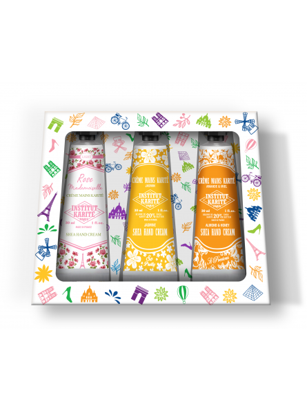 institut karité paris Trio Parisien Crèmes Mains Karité - Rose Mademoiselle Jasmin Amande & Miel