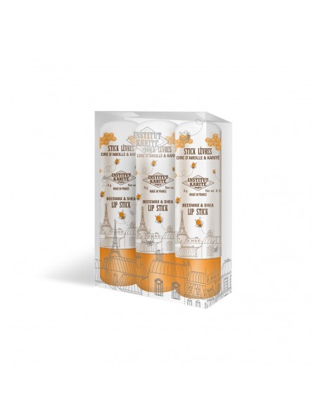 institut karité paris Trio Stick Lèvres Cire d'Abeille & Karité 3 x 4g