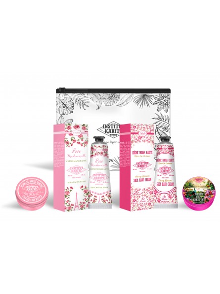 institut karité paris Trousse Mat zip noir Rose Mlle / Fleur de Cerisier