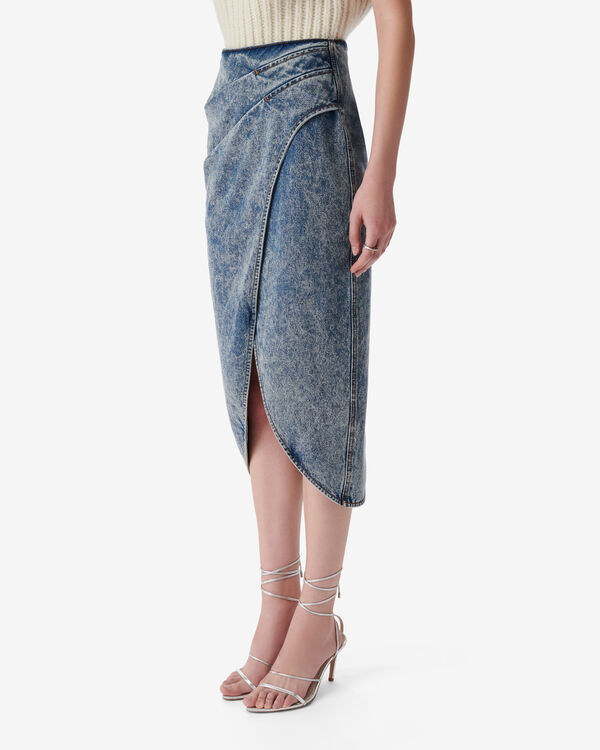 Iro JUPE MIDI EN JEAN DÉLAVÉ BLU34