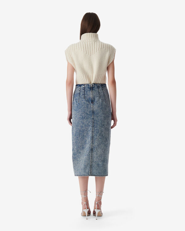 Iro JUPE MIDI EN JEAN DÉLAVÉ BLU34
