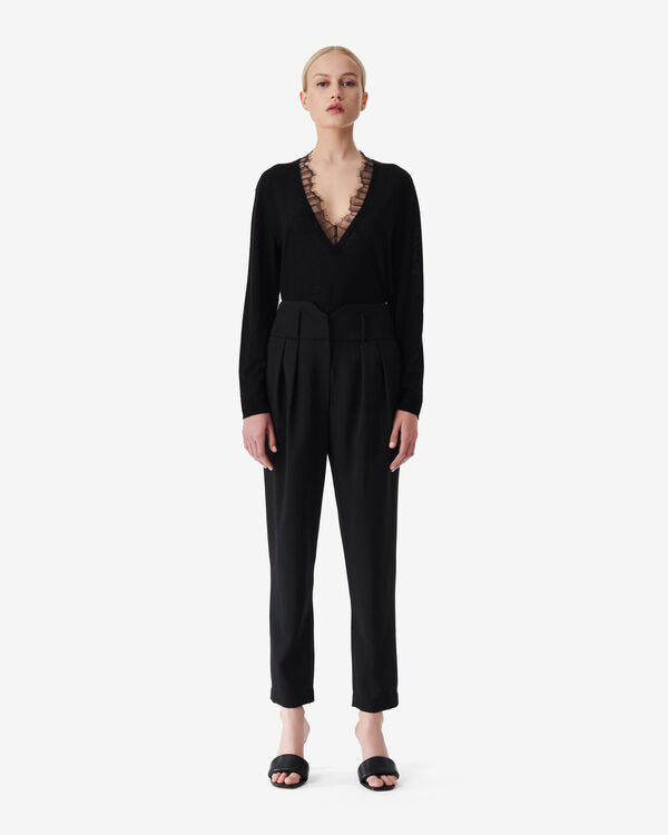 Iro PULL COL V EN DENTELLE BLA01