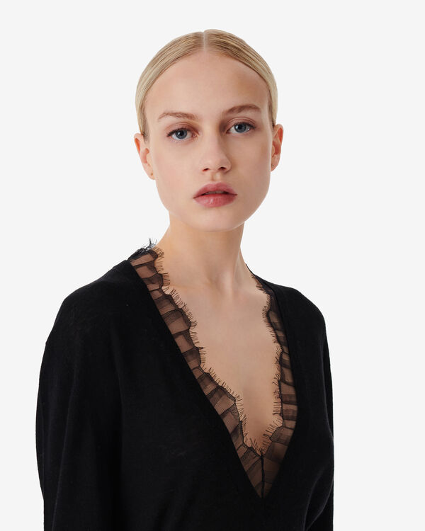 Iro PULL COL V EN DENTELLE BLA01