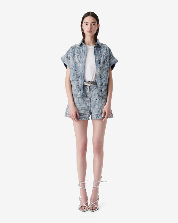 Iro SHORT BRODÉ EN DENIM BLV09