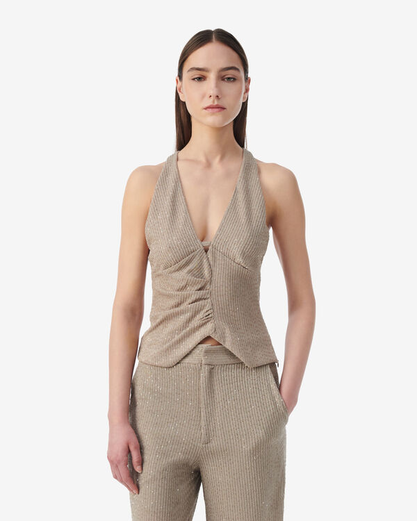 Iro TOP À SEQUINS COL V BLA01