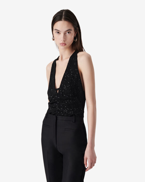 Iro TOP À SEQUINS COL V BLA01