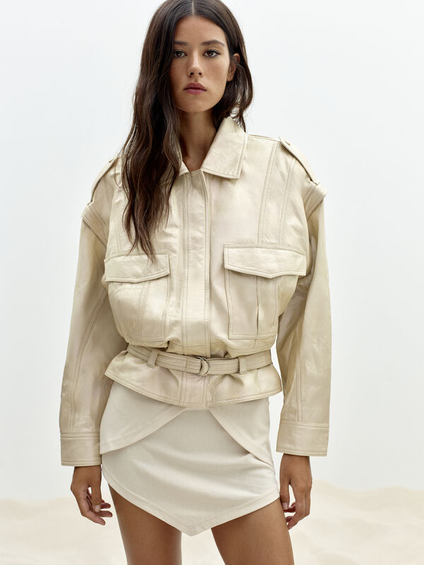 Iro VESTE OVERSIZE EN CUIR ECR55