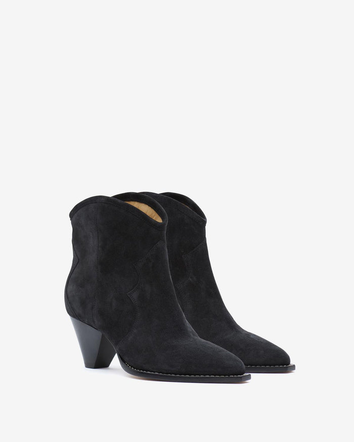 Isabel Marant Boots En Veau Velours Darizo Femme Noir Délavé
