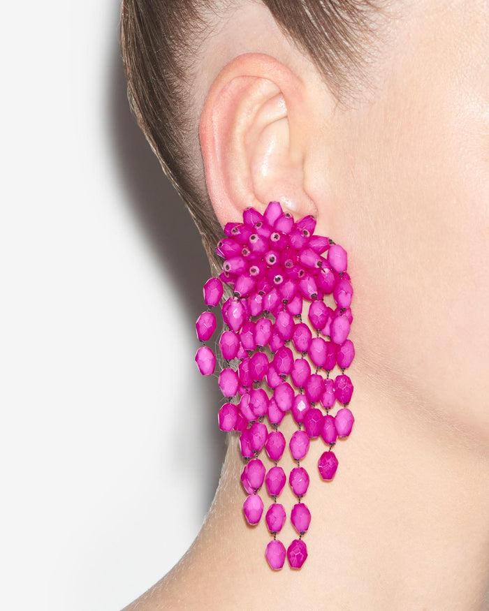 Isabel Marant Boucles D'oreilles Hanabi Femme Rose Fuschia Et Argenté