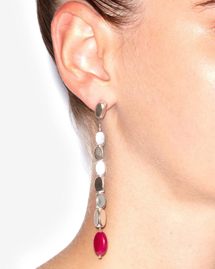 Isabel Marant BOUCLES D'OREILLES LEOTIE Femme Rose Fuschia Et Argenté