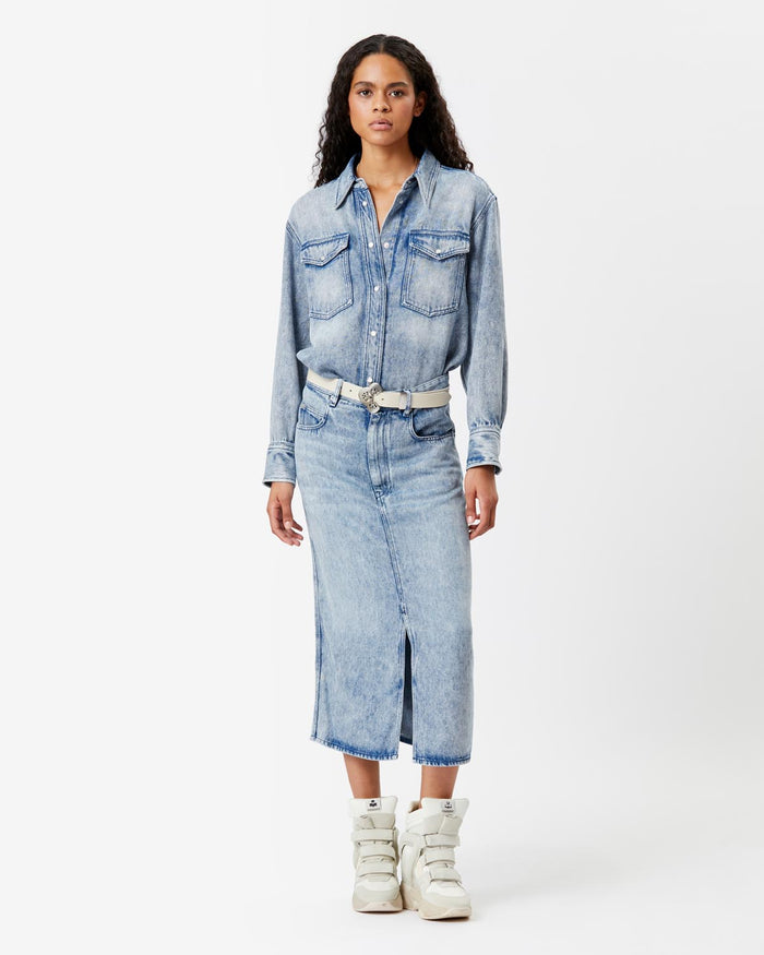 Isabel Marant Chemise En Denim Tahis Femme Bleu Clair