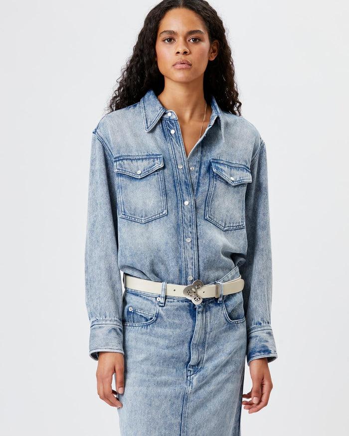 isabel marant Chemise en Denim Tahis Femme bleu clair