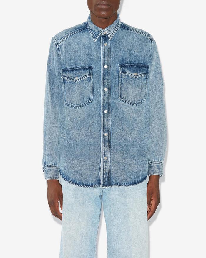 Isabel Marant Chemise En Lyocell Uni Tailly Homme Bleu Clair